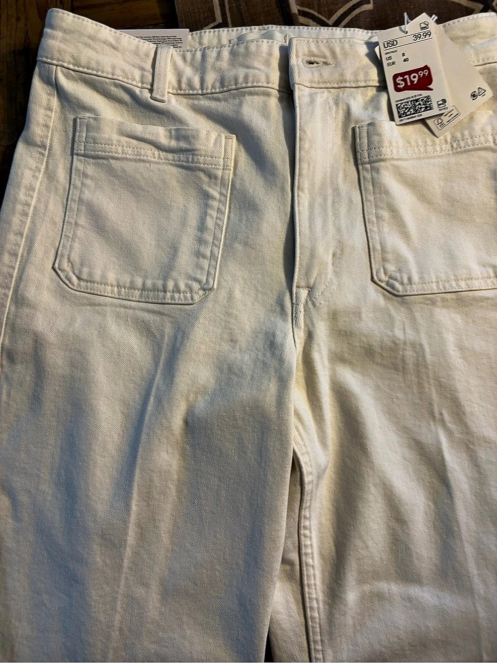 H&M Wide High Jeans Wide Leg Pants White Size 8